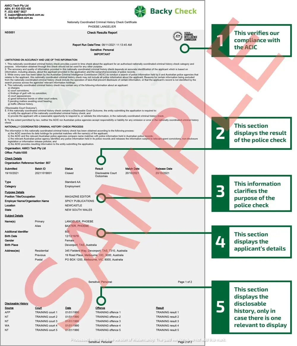 Ejemplo de Police Check